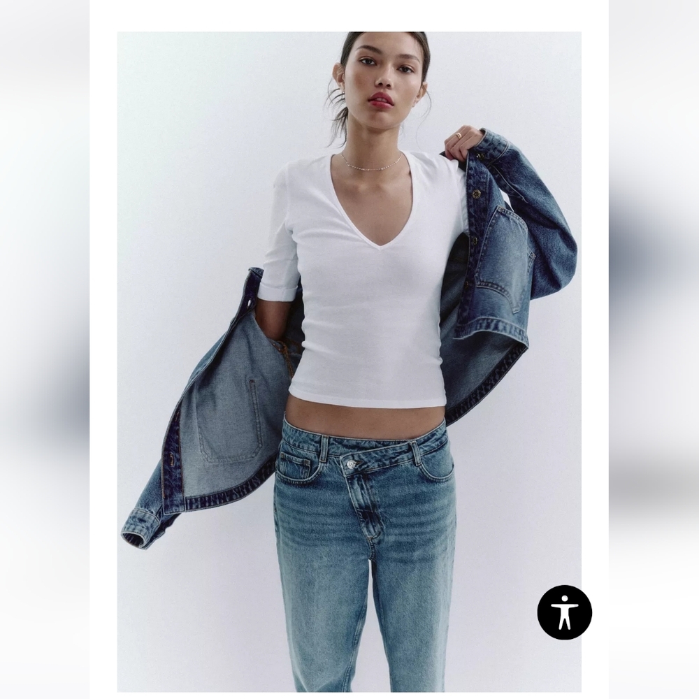 NWT Zara WASHED COTTON T-SHIRT